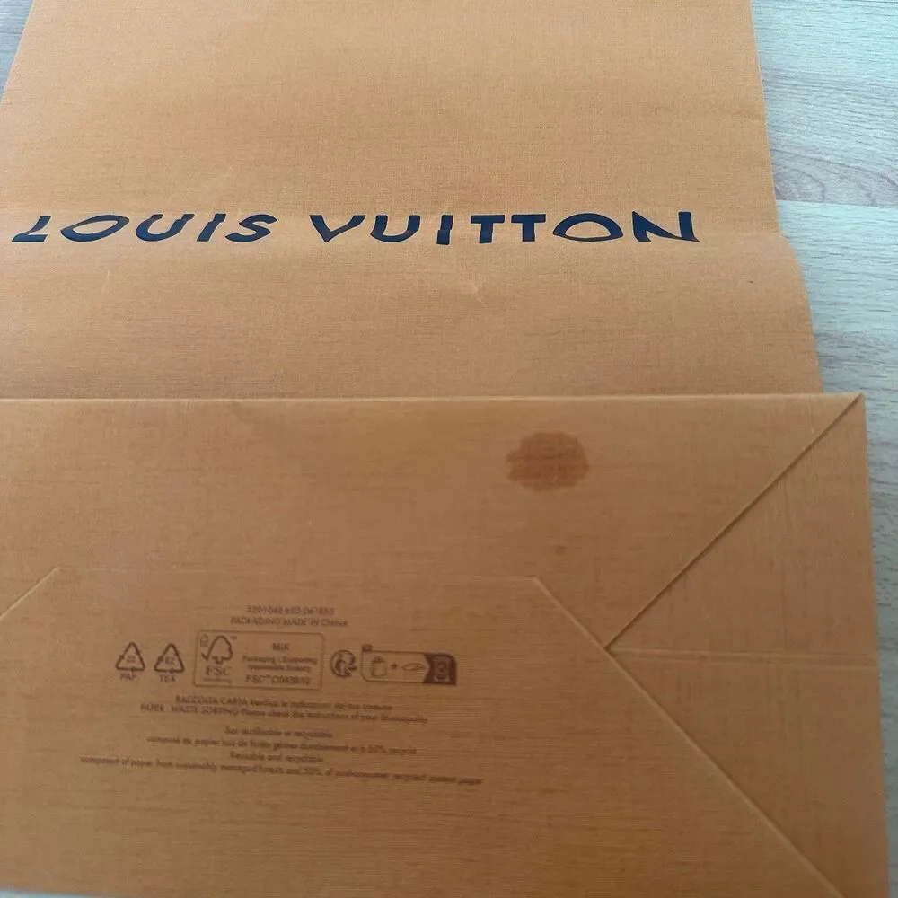 LV Louis Vuitton Paper Shopping Bag - med orange, 14